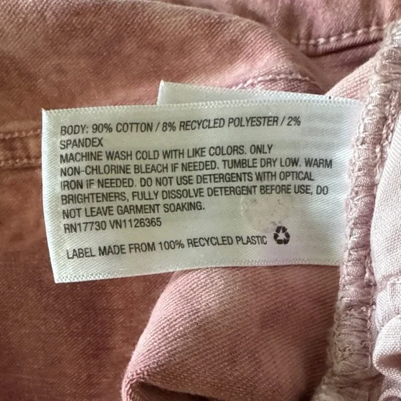 Universal Thread Acid Wash Pink Denim High Rise Midi Shorts Size 14 - Picture 7 of 8